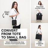 Shopper Bag Tote Bag Foldable Travel Laptop Grocery Nylon KO-DUAL BLACK