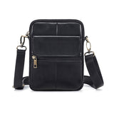 Genuine leather men's crossbody bag oiled wax leather Satchel Crossbody Bag (Black)