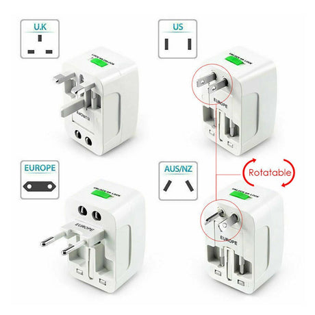 Dual USB Portable Electric Plug Power Socket Adapter International Travel Universal Charger Converter EU UK US AU