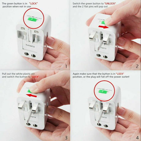 Dual USB Portable Electric Plug Power Socket Adapter International Travel Universal Charger Converter EU UK US AU