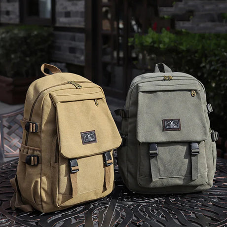 Unisex Khaki Canvas Backpack | Waterproof & Tough Outdoor Travel Rucksack