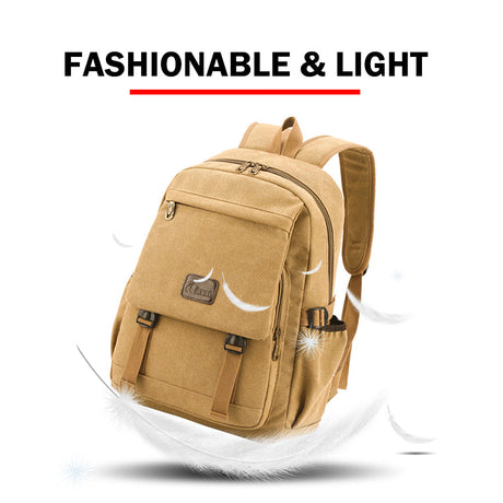 Unisex Khaki Canvas Backpack | Waterproof & Tough Outdoor Travel Rucksack