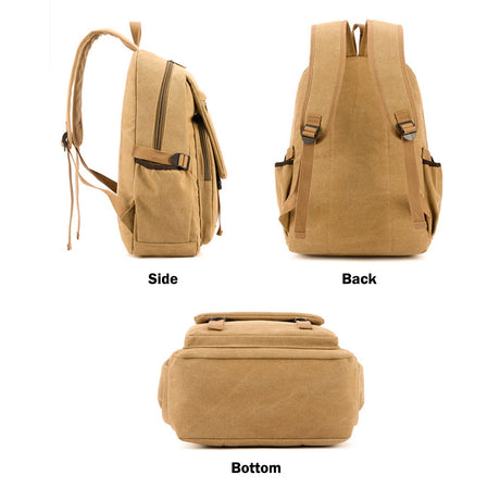 Unisex Khaki Canvas Backpack | Waterproof & Tough Outdoor Travel Rucksack