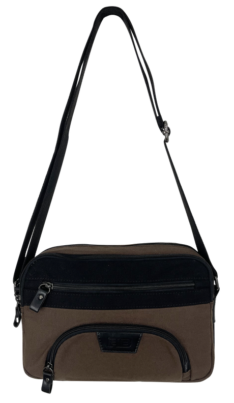 FIB Byron East West Sling Shoulder Bag Travel Adjustable Strap - Brown