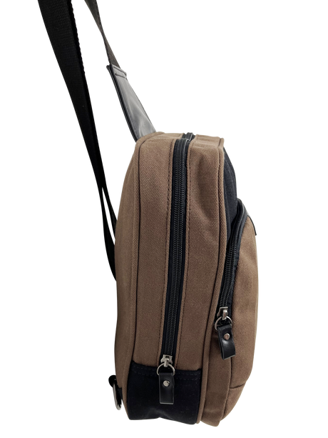 FIB Byron Sling Backpack Bag Travel w/ Single Adjustable Strap - Brown