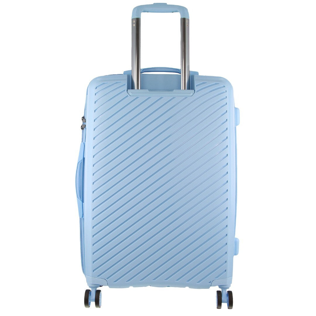 Pierre Cardin Inspired Milleni Checked Luggage Bag Travel Carry On Suitcase 65cm (82.5L) - Blue