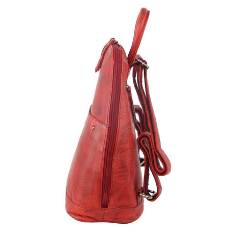 Milleni Genuine Italian Leather Soft Leather Backpack Travel Bag - Red